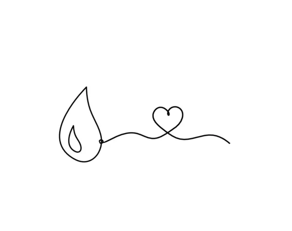 Chute Abstraite Avec Coeur Comme Dessin Ligne Sur Fond Blanc — Image vectorielle