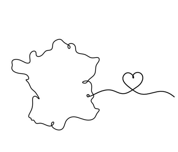 Carte France Algérie Avec Amour Comme Dessin Ligne Sur Fond — Image vectorielle