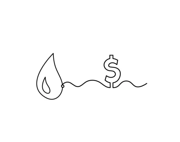 Baisse Abstraite Avec Dollar Comme Dessin Ligne Sur Fond Blanc — Image vectorielle