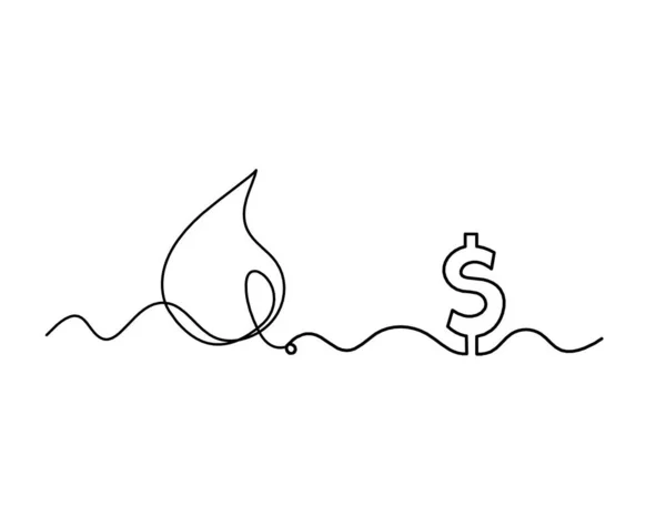 Abstraktní Pokles Dolarem Jako Čára Kreslení Bílém Pozadí — Stockový vektor