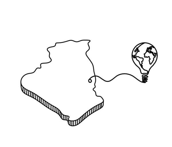 Fransa Haritası Cezayir Beyaz Arka Plan Üzerine Çizgi Çizmek Için — Stok Vektör