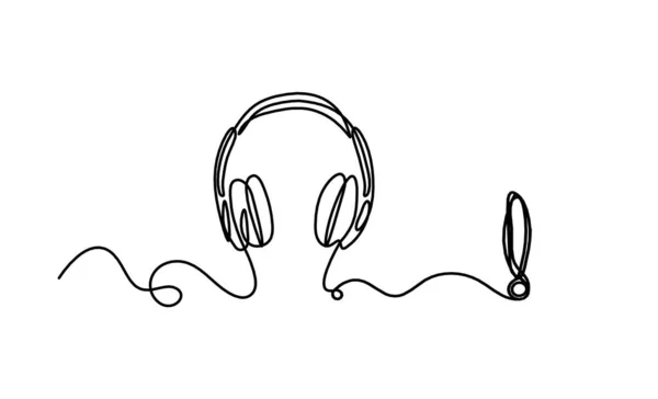 Écouteurs Abstraits Avec Point Exclamation Comme Lignes Continues Dessinant Sur — Image vectorielle