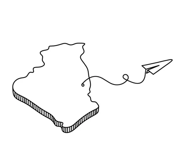 阿尔及利亚地图 以纸平面灯泡为线条 以白色背景为线条 — 图库矢量图片