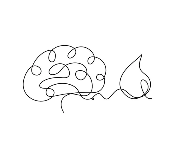 Abstrakcyjny Spadek Mózgu Jako Rysunek Linii Białym Tle — Wektor stockowy