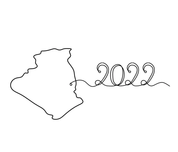 Mapa França Argélia Com 2022 Como Linha Desenho Sobre Fundo —  Vetores de Stock