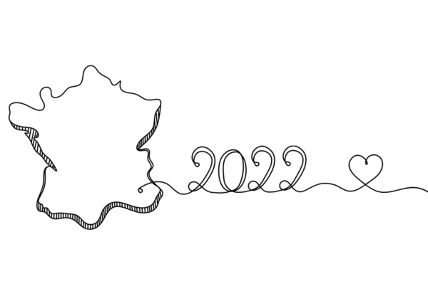 Carte France Algérie Avec 2022 Comme Dessin Trait Sur Fond — Image vectorielle