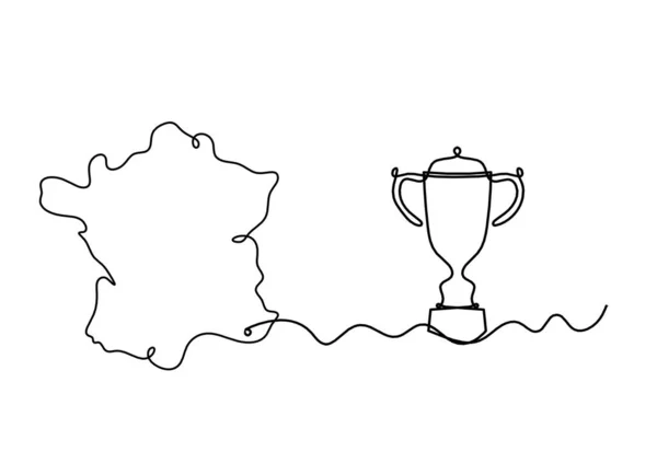 Carte France Algérie Avec Trophée Comme Dessin Trait Sur Fond — Image vectorielle