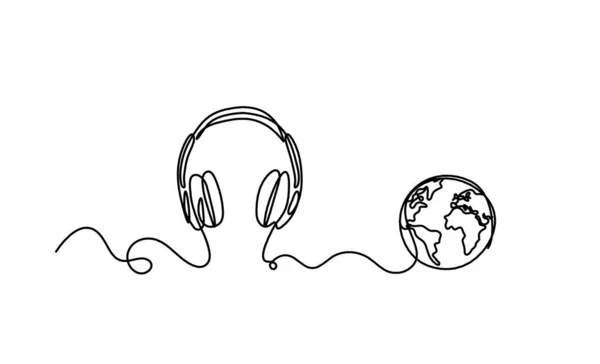 Αφηρημένα Ακουστικά Τρόπαιο Συνεχείς Γραμμές Σχέδιο Λευκό Φόντο — Διανυσματικό Αρχείο