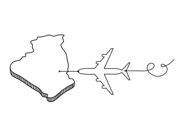 Карта Франції Алжир Літаком Білому Фоні — стоковий вектор