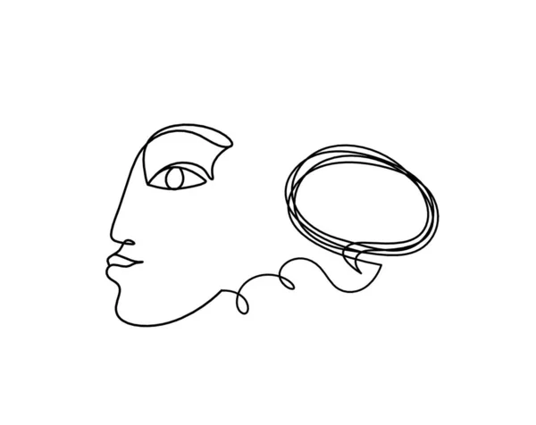 Mujer Cara Silueta Con Comentario Como Imagen Dibujo Línea Blanco — Vector de stock