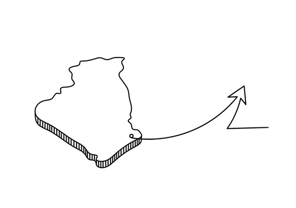 阿尔及利亚地图 以白色背景为线条 — 图库矢量图片