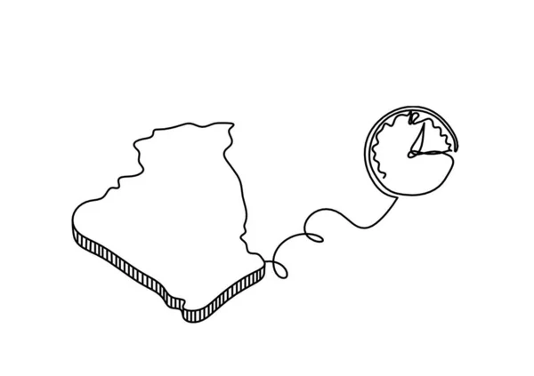 阿尔及利亚地图 以白色背景为线条 — 图库矢量图片