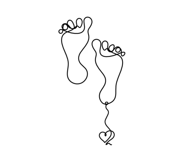 Silhouette Eines Abstrakten Fußes Mit Herz Als Linienzeichnung Auf Weiß — Stockvektor