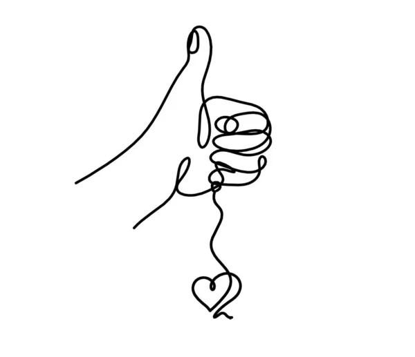 Абстрактная Рука Знаком Сердцем Виде Линии Белом Фоне — стоковый вектор