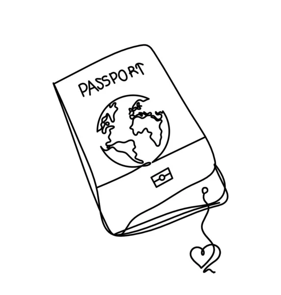 Διαβατήριο Καρδιά Σχέδιο Γραμμή Λευκό Φόντο — Διανυσματικό Αρχείο
