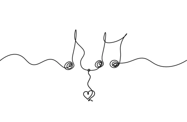 Nota Completa Abstracta Con Corazón Como Líneas Continuas Dibujando Sobre — Vector de stock