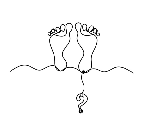 带问号的抽象脚轮廓 以白线为线条 — 图库矢量图片