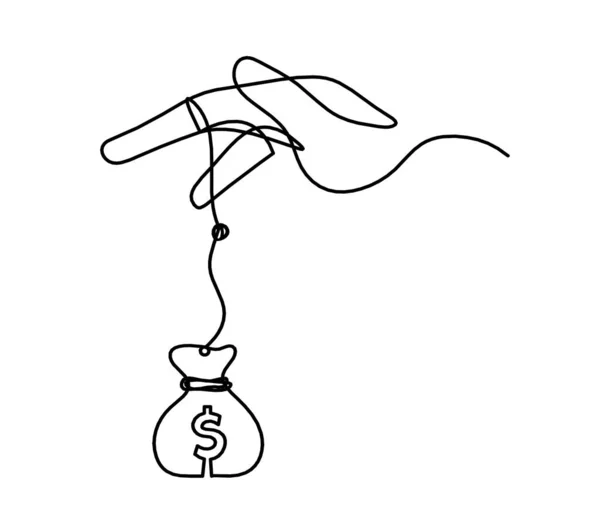 Abstraktní Ruka Dolarem Jako Čára Kreslení Bílém Pozadí — Stockový vektor