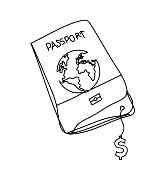 Паспорт Долларом Качестве Чертежа Белом Фоне — стоковый вектор