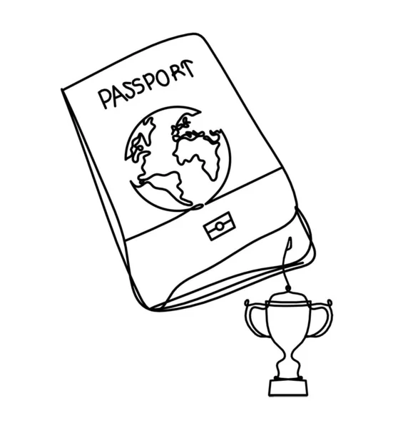 Паспорт Трофеем Виде Чертежа Белом Фоне — стоковый вектор