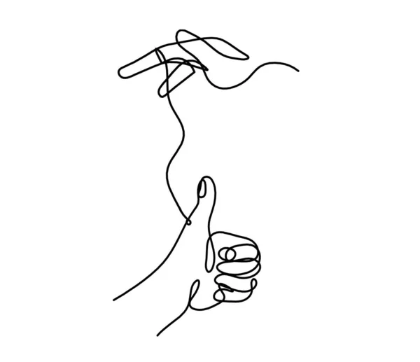 Abstrakt Hand Med Hand Som Linje Ritning Vit Bakgrund — Stock vektor