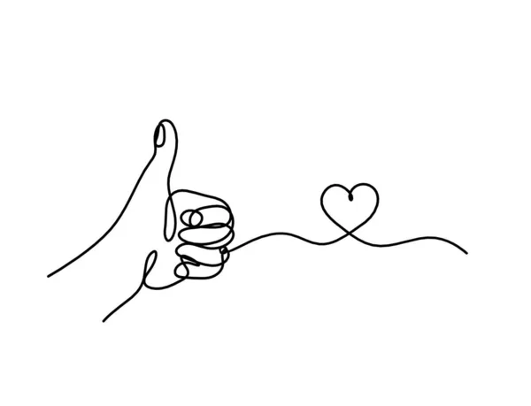 Main Abstraite Avec Coeur Comme Dessin Ligne Sur Fond Blanc — Image vectorielle
