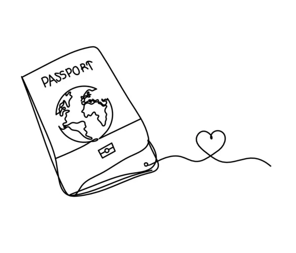 Паспорт Сердцем Виде Чертежа Белом Фоне — стоковый вектор