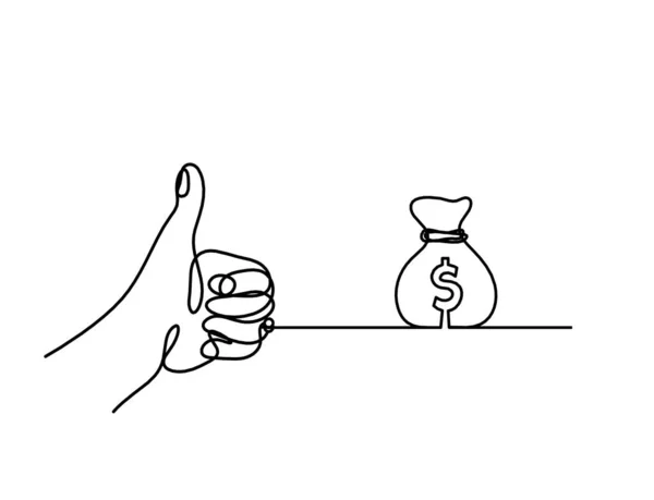 Mão Abstrata Com Dólar Como Desenho Linha Fundo Branco —  Vetores de Stock