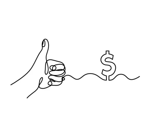 Mão Abstrata Com Dólar Como Desenho Linha Fundo Branco — Vetor de Stock