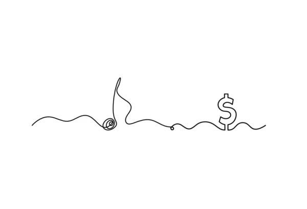 Nota Inteira Abstrata Com Dólar Como Linhas Contínuas Desenhando Fundo — Vetor de Stock