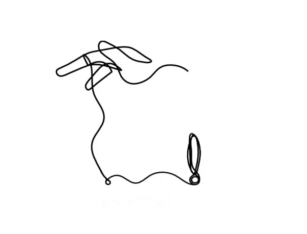 Abstrakte Hand Mit Ausrufezeichen Als Linienzeichnung Auf Weißem Hintergrund — Stockvektor