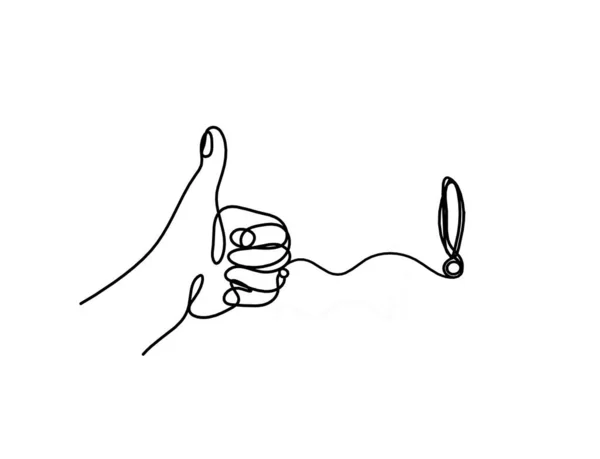 Абстрактная Рука Экскламационным Знаком Виде Линии Белом Фоне — стоковый вектор
