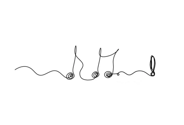 Note Entière Abstraite Avec Point Exclamation Comme Lignes Continues Dessinant — Image vectorielle