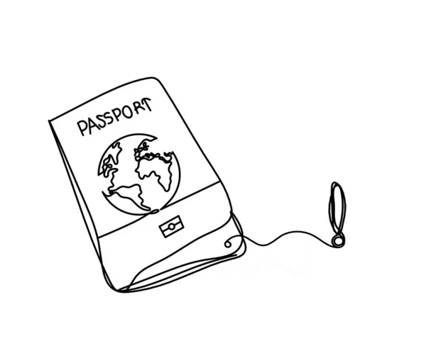 Passaporto Con Punto Esclamativo Come Disegno Linee Sfondo Bianco — Vettoriale Stock
