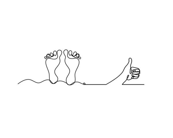 白地に線画として手で抽象的な足のシルエット — ストックベクタ