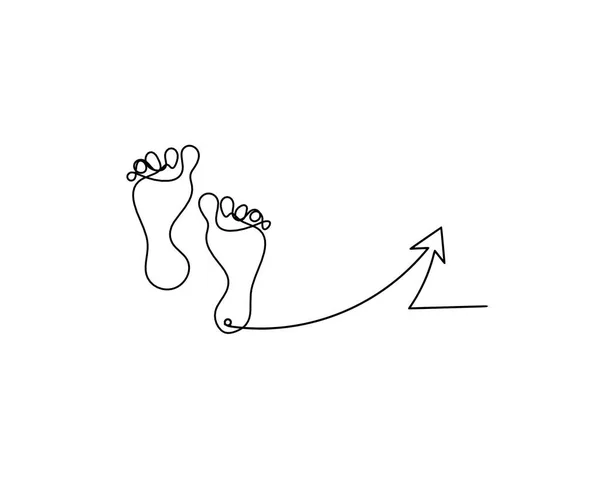 Silhouette Abstract Foot Direction Line Drawing White — Stock Vector