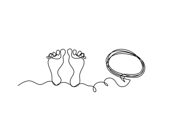 Silhouette Eines Abstrakten Fußes Mit Ovaler Sprache Als Linienzeichnung Auf — Stockvektor