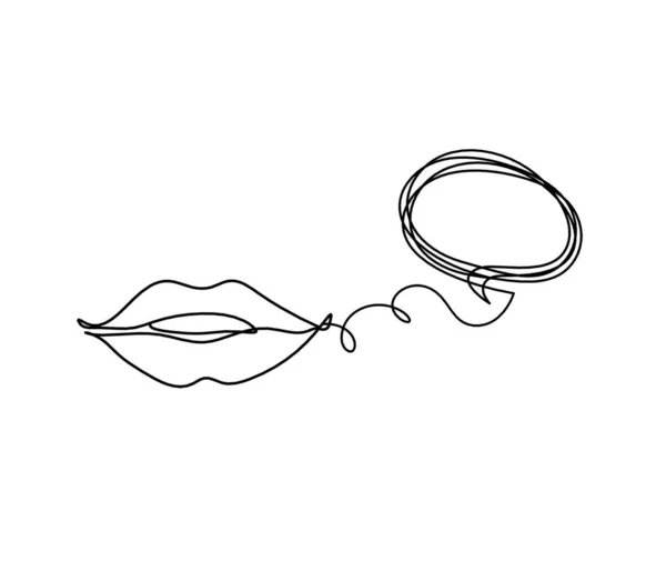 Γυναικεία Χείλη Σχόλιο Εικόνα Γραμμή Σχέδιο Λευκό — Διανυσματικό Αρχείο
