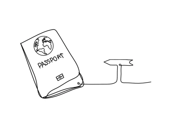 Паспорт Направлением Виде Чертежа Линии Белом Фоне — стоковый вектор
