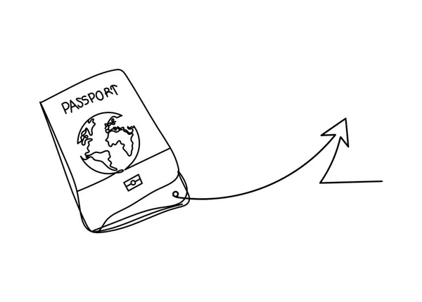 Passaporte Com Direção Como Desenho Linha Fundo Branco — Vetor de Stock