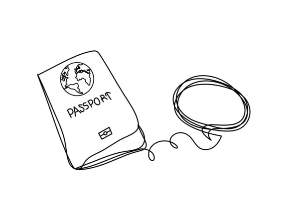 Pasaporte Con Comentario Como Dibujo Línea Sobre Fondo Blanco — Vector de stock