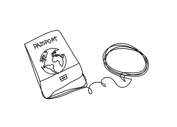 Passeport Avec Commentaire Comme Dessin Trait Sur Fond Blanc — Image vectorielle