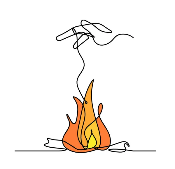 Abstract Vuur Met Globe Hand Als Lijn Tekening Witte Achtergrond — Stockfoto