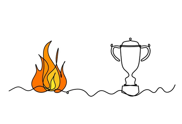 Fuego Abstracto Con Trofeo Como Dibujo Línea Sobre Fondo Blanco —  Fotos de Stock