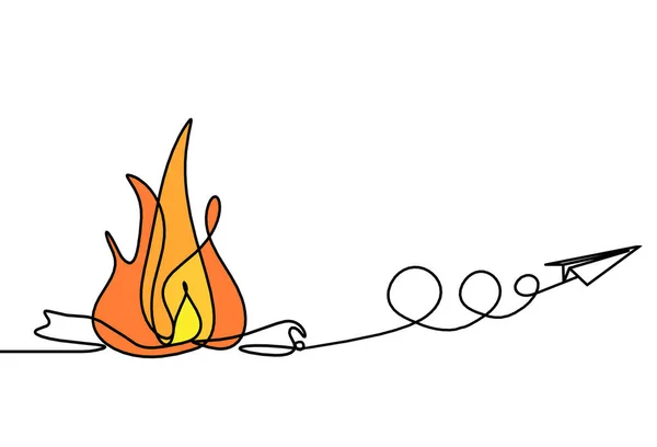 Fuego Abstracto Con Plano Papel Como Dibujo Línea Sobre Fondo —  Fotos de Stock