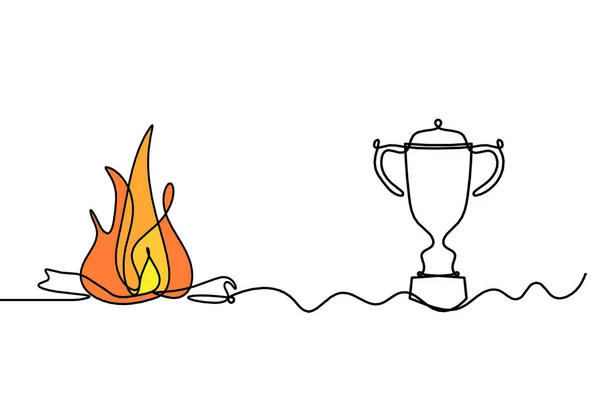 Abstract Fire Trophy Line Drawing White Background — Stock Photo, Image