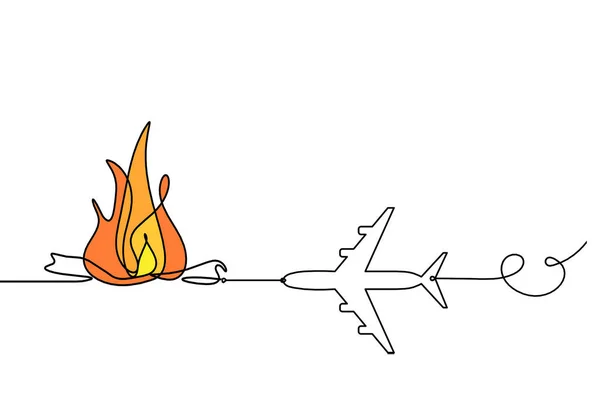 Beyaz Arkaplanda Çizgi Olarak Düzlem Çizili Soyut Ateş — Stok fotoğraf