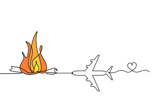 Abstraktní Oheň Rovinou Jako Čára Kreslení Bílém Pozadí — Stock fotografie