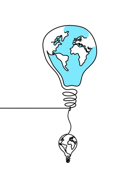 Abstract Planet Earth Light Bulb Globe Light Bulb Line Drawing — Stock Photo, Image