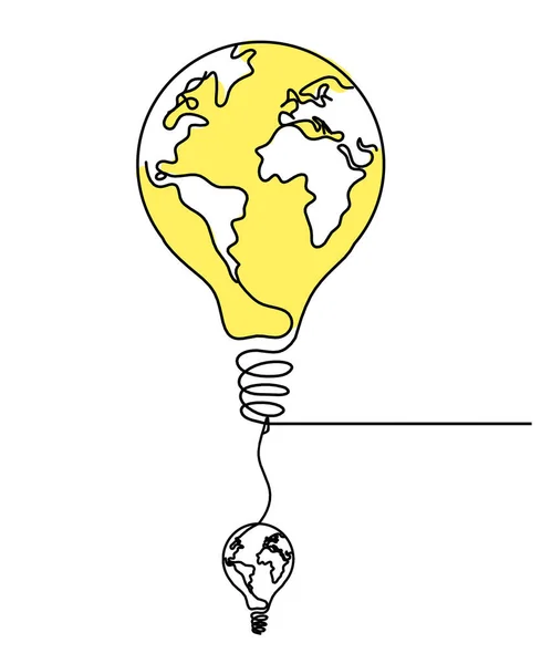 Abstract Planet Earth Light Bulb Globe Light Bulb Line Drawing — Stock Photo, Image